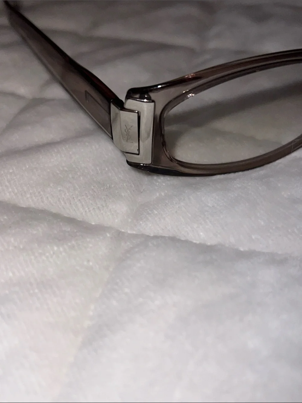 Yves Saint Laurent Brown Translucent Oval Sunglasses with White Case